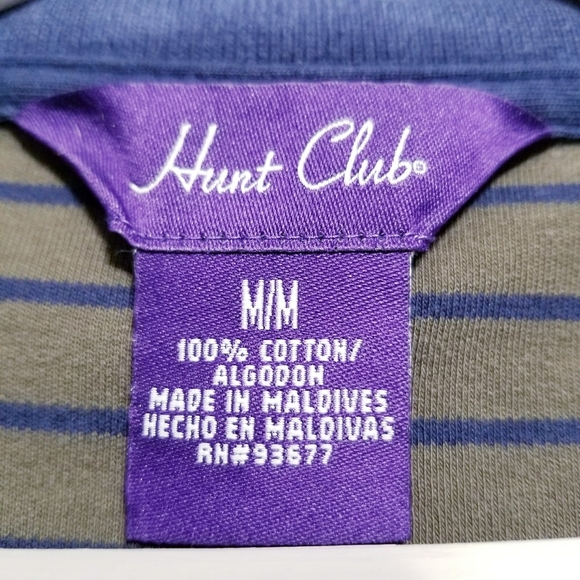 Vintage retro HUNT CLUB polo style stripe shirt MEDIUM - Picture 5 of 6